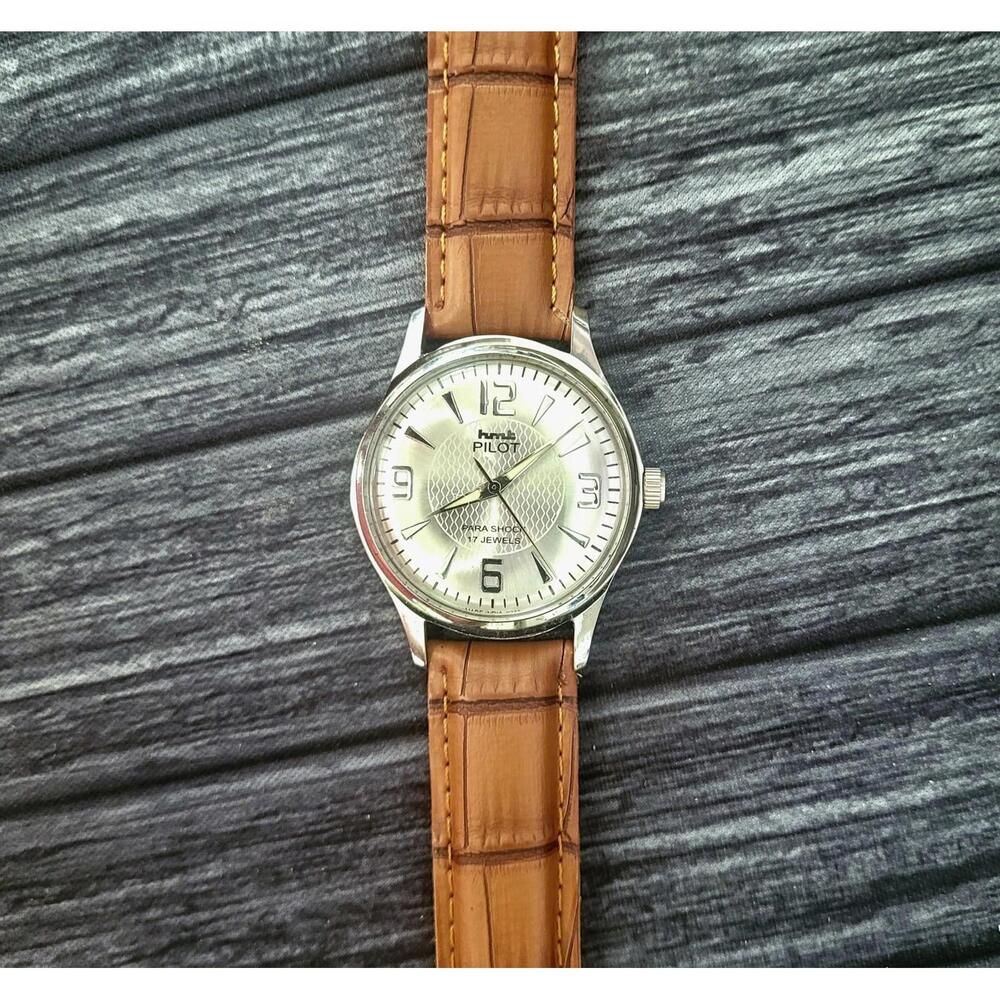 Vintage‎ Clean Para Shock Pilot 17J Pie Pan Men's Watch - Picture 8 of 8